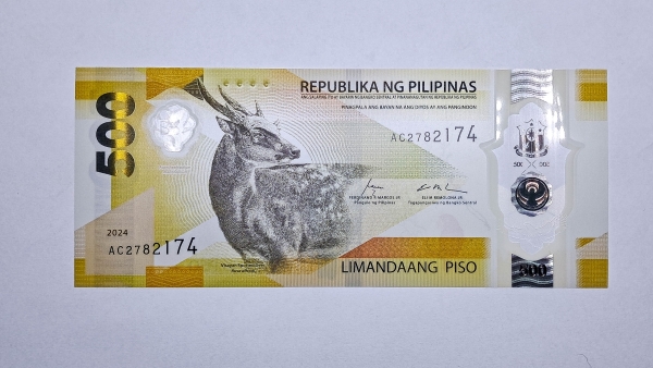 Cédula das Filipinas - 500 Piso - 2024 - Polimero Plastico - #240 - FE