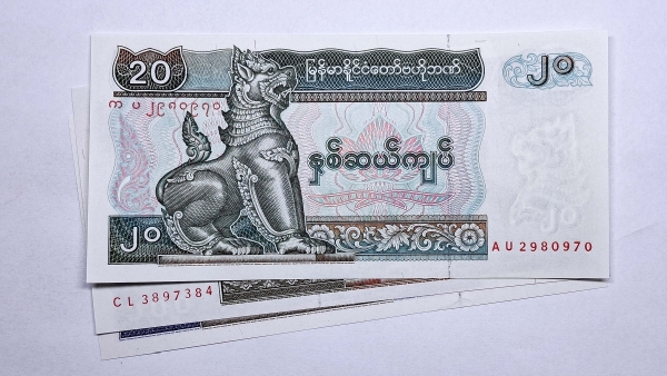 Cédula de Myanmar - 20 - 50 -100 Kyats - 1994 - 3 Cédulas - P72 P73 P74 - FE