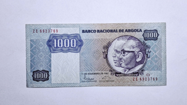 Cédula de Angola - 1000 Kwanzas - 1984 - 1987 - Série ZE Reposição - P121r - Soberba