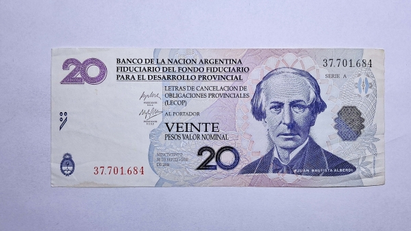 Cédula da Argentina - 20 Pesos - 2001 - 2006 - MBC/Soberba