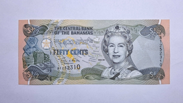 Cédula das Bahamas - 1/2 Dolar - 2001 - P62a - FE