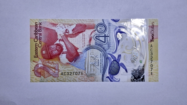 Cédula do Caribe - 2 Dolares - 2023 - Polimero Plastico - P61 - FE