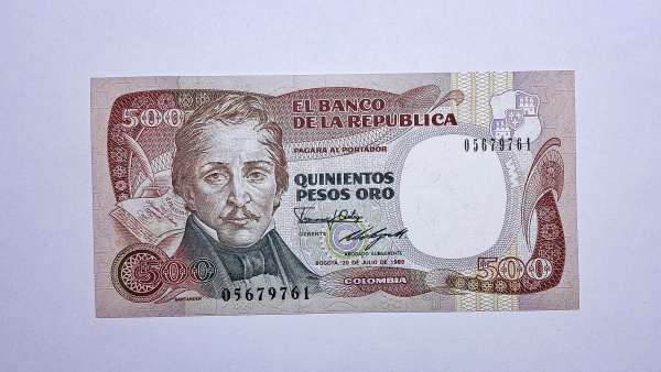 Cédula da Colombia - 500 Peso - 1989 - P431 - FE