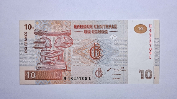 Cédula do Congo - 10 Francs - 2003 - P93a - FE