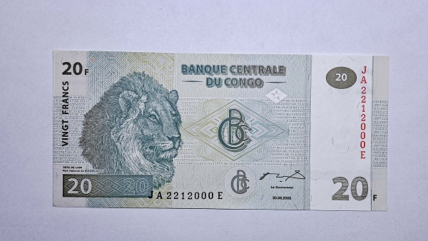 Cédula do Congo - 20 Francs - 2003 - Printer HDM - B.O.C - P94a - FE