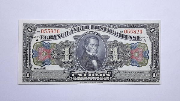 Cédula da Costa Rica - 1 Colon - 1917 - El Banco Anglo Costarricense - PS121r - FE