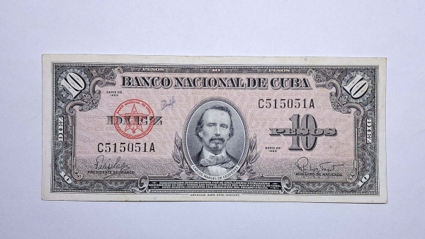 Cédula de Cuba - 10 Pesos - 1960 - P79b - MBC/Soberba
