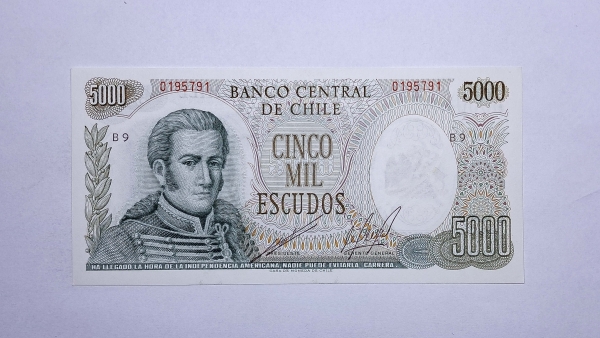 Cédula do Chile - 5000 Escudos - 1967 - 1976 - P147 - FE
