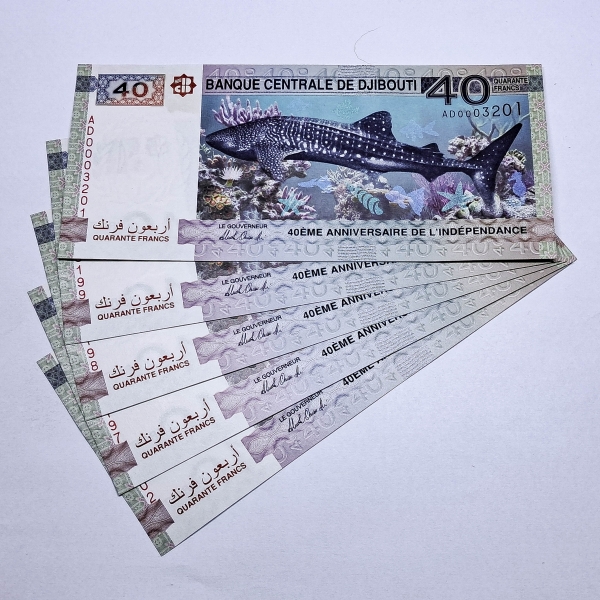 Cédula de Djibouiti - 40 Francs - 2017 - 5 Cédulas Comemorativas 40 Anos da independencia - P46 - FE