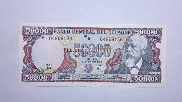 Cédula do Equador - 50000 Sucres - 1999 - P130 - FE
