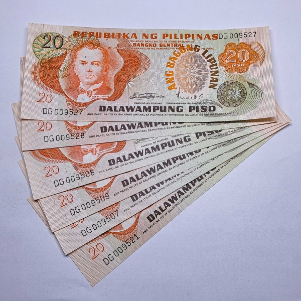 Cédula das Filipinas - 20 Piso - 1970 - 6 Cédulas - P155a - FE