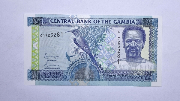 Cédula de Gambia - 25 Dalasis - 2001 -2005 - P22c - FE