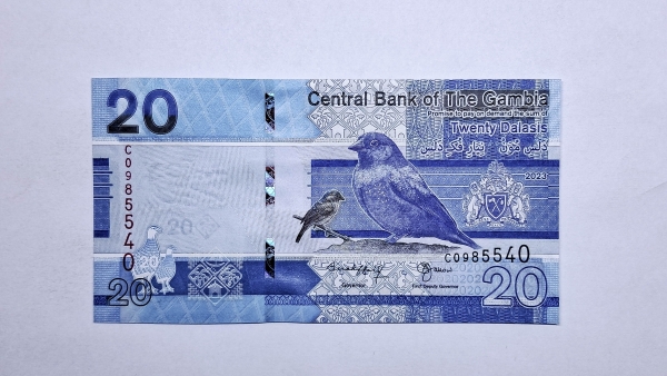 Cédula de Gambia - 20 Dalasis - 2023 - P39 - FE