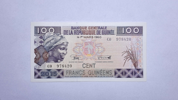 Cédula da Guiné - 100 Francs - 2015 - Pa47 - FE