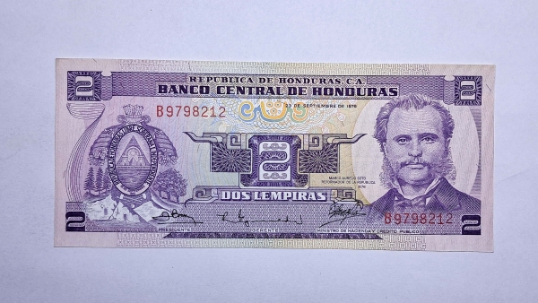 Cédula de Honduras - 2 Lempiras - 1976 - P61 - FE