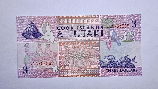 Cédula das Ilhas Cook - 3 Dolares - 1992 - P7 - FE