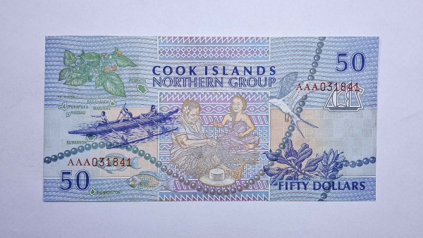 Cédula das Ilhas Cook - 50 Dolares - 1992 - P10 - FE