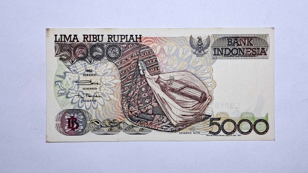 Cédula da Indonesia - 5000 Rupiah - 1992 - P130a - Soberba