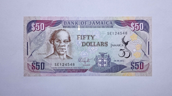 Cédula da Jamaica - 50 Dolares - 2012 - Cédula Comemorativa - P89 - FE