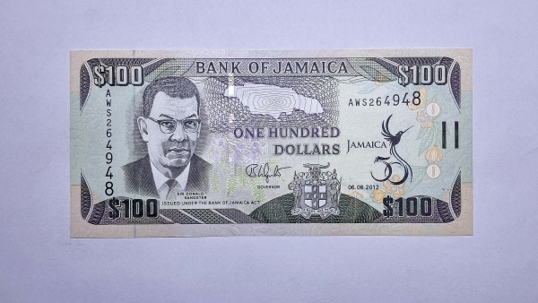 Cédula da Jamaica - 50 Dolares - 2012 - Cédula Comemorativa - P90 - FE