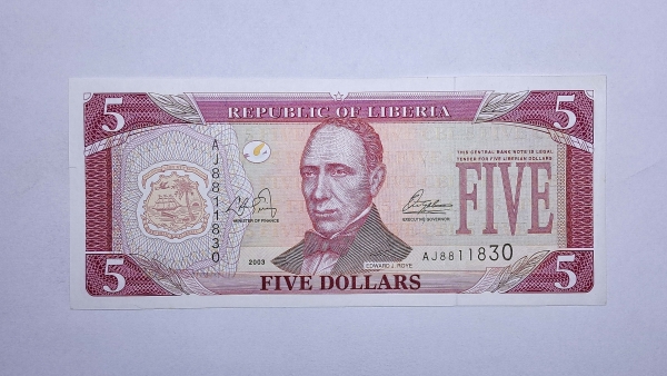 Cédula da Liberia - 5 Dolares - 2003 - P26a - FE