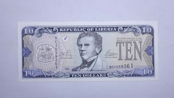 Cédula da Liberia - 10 Dolares - 2003 - P27a - FE