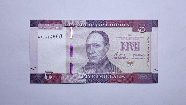 Cédula da Liberia - 5 Dolares - 2016 - P31a - FE