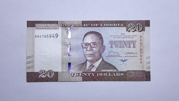 Cédula da Liberia - 20 Dolares - 2016 - P33a - FE