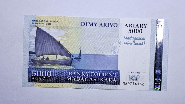 Cédula de Madagascar - 5000 Aryary - 2008 - Cédula Comemorativa - P94 - FE