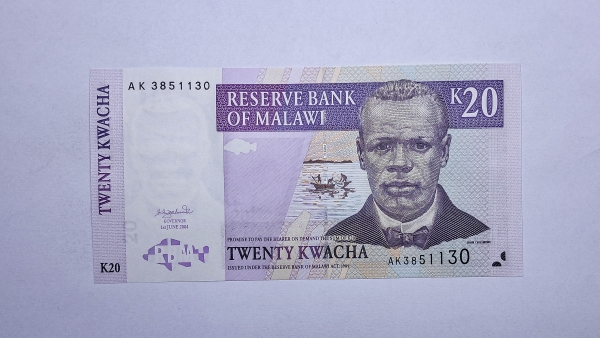 Cédula de Malawi - 20 Kwacha - 2004 - P52a - FE