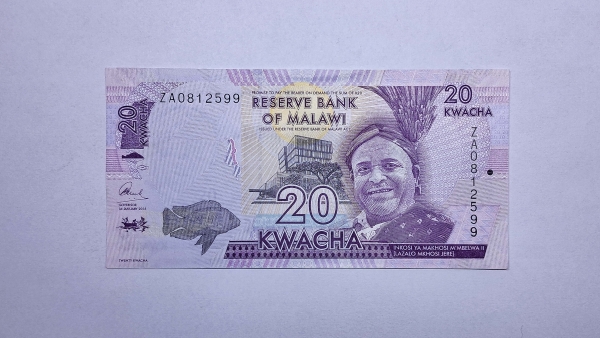 Cédula de Malawi - 20 Kwacha - 2016 - ZA Série de Reposição - P63r - FE