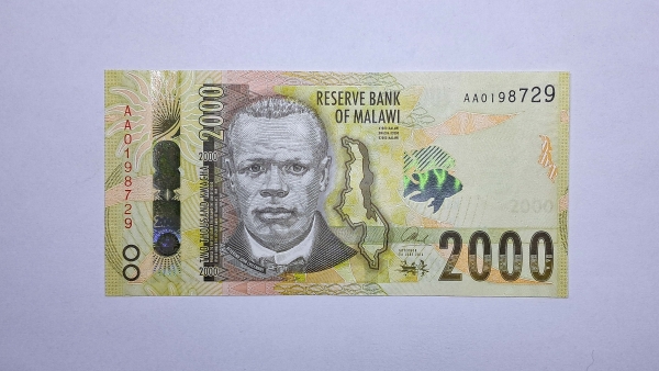 Cédula de Malawi - 2000 Kwacha - 2016 - Primeiro Prefixo AA - P69 - FE