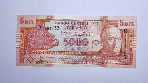 Cédula do Paraguai - 5000 Guaranies - 2005 - P223a - FE