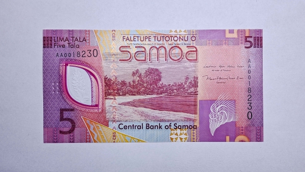 Cédula de Samoa - 5 Tala - 2023 - Polimero Plastico - P47 - FE