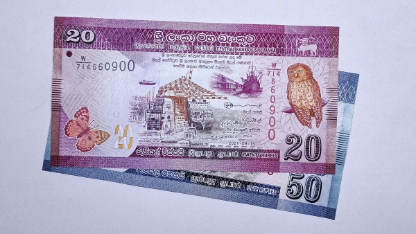 Cédula do Sri Lanka - 20 - 50 Rupees - 2021 - 2022 - 2 Cédulas - P123 - P124 - FE