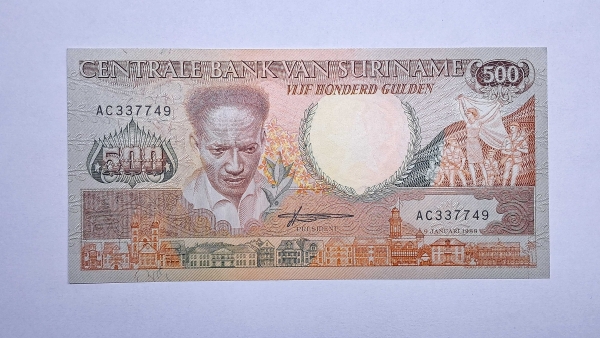 Cédula do Suriname - 500 Gulden - 1988 - P135b - FE