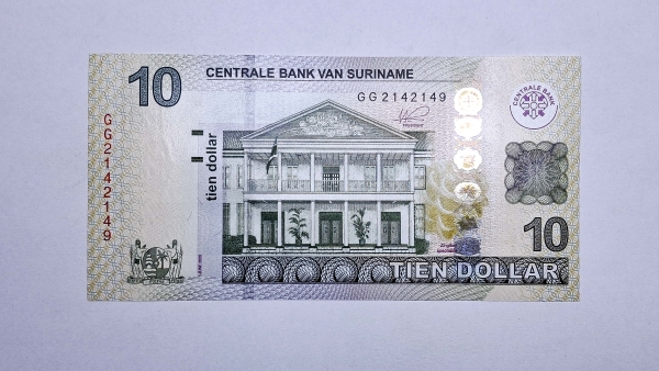 Cédula do Suriname - 10 Dollars - 2020 - P163d - FE