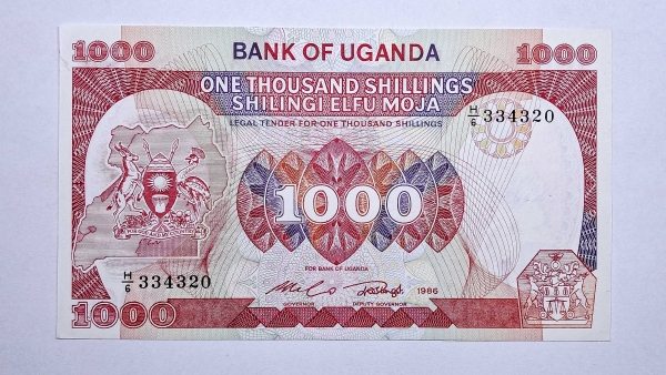 Cédula de Uganda - 1000 Shillings - 1986 - P26 - FE