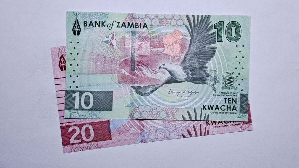 Cédula da Zambia - 10 - 20 Kwacha - 2024 - 2 Cédulas - P62 - P63 - FE