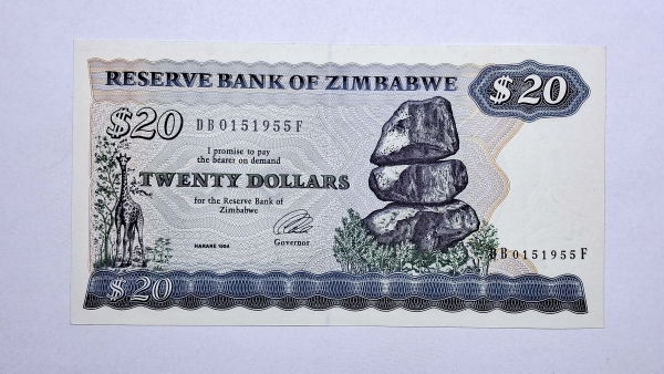 Cédula do Zimbabwe - 20 Dollars - 1994 - P4d - FE