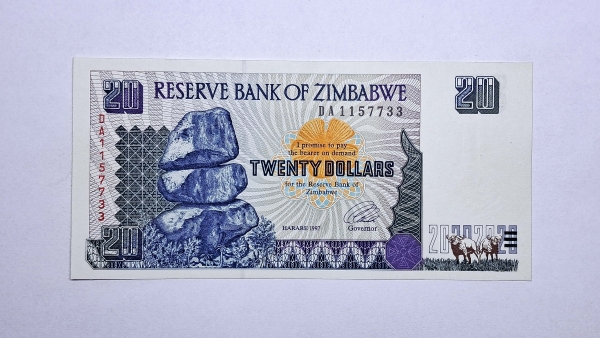 Cédula do Zimbabwe - 20 Dollars - 1997 - P7 - FE