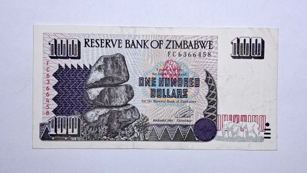 Cédula do Zimbabwe - 100 Dollars - 1995 - P9 - Soberba