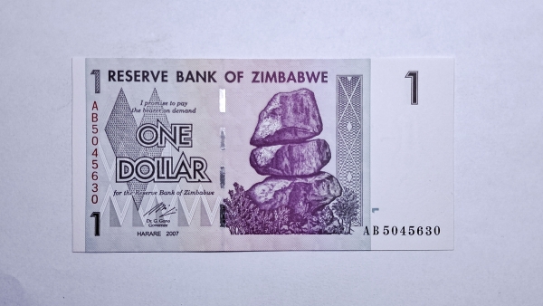 Cédula do Zimbabwe - 1 Dollar - 2007 (2008) - P65 - FE
