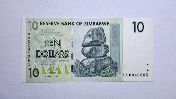 Cédula do Zimbabwe - 10 Dollars - 2007 (2008) - P67 - FE