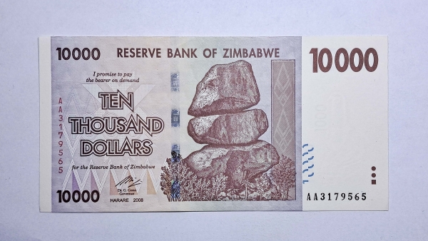 Cédula do Zimbabwe - 10.000 Dollars - 2008 - P72 - FE