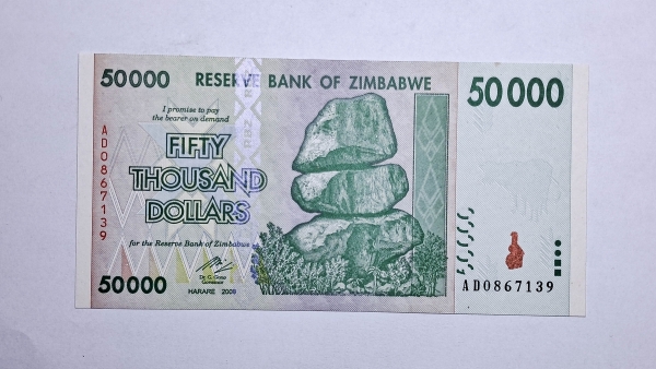 Cédula do Zimbabwe - 50.000 Dollars - 2008 - P74 - FE