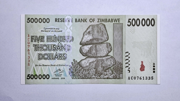 Cédula do Zimbabwe - 500.000 Dollars - 2008 - P76 - FE