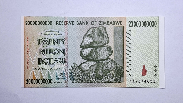 Cédula do Zimbabwe - 20 Billion Dollars - 2008 - P86 - FE