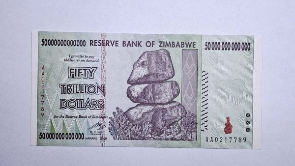 Cédula do Zimbabwe - 50 Trillion Dollars - 2008 - P90 - FE