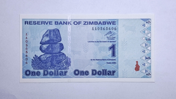 Cédula do Zimbabwe - 1 Dollar - 2009 - P92 - FE